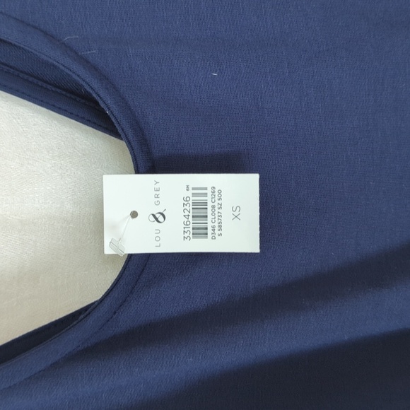 🍉 Lou & Grey Navy Blue Jersey Cinch Waist Tank Dress Size Extra Small - Picture 4 of 7